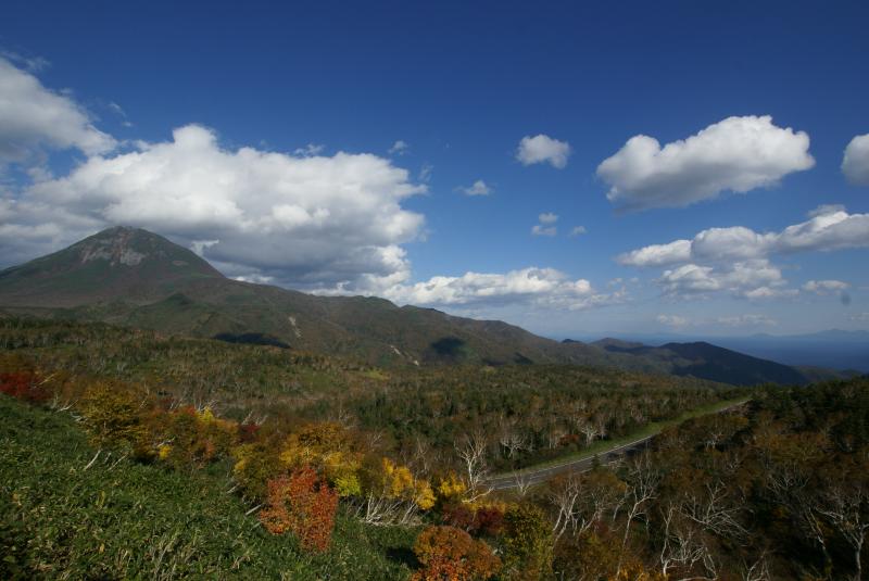 連山と国後と紅葉