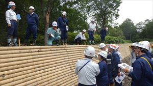 林道のコンクリート擁壁(残置型枠使用)を治山担当者が検討