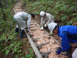 歩道修理の様子