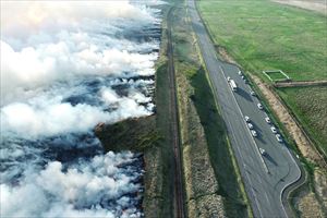 火入れ中・ドローンによる空撮