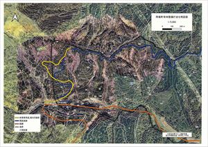 ドローン空撮→オルソ化した画像により作成した施業地の図面