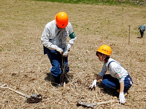 植樹の様子1（森林官によるデモンストレーション）
