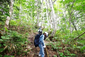 急傾斜地やロープを使って登る箇所