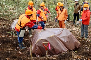 破れそうな箇所を粘着テープで補強