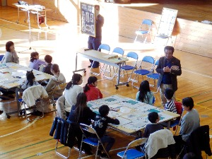 遠軽町立遠軽小学校にてリーフアート