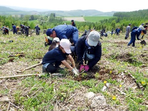 親子で植樹祭の様子