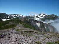 三ツ峰(左)、羅臼岳(右)徳舜瞥山ホロホロ山目国内岳~岩内岳方面