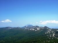 左からワイスホルン、イワオヌプリ、羊蹄山、アンヌプリ、チセヌプリ、白樺山、シャクナゲ岳