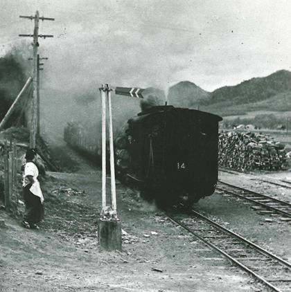 保線での信号待ち。 女性の駅長さん活躍