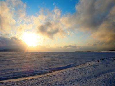 ワッカ原生花園からの夕日