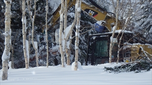 雪の中のハーベスタ