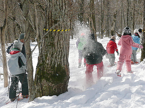 スノーシューを履くのが初めてだったので、雪の上を歩いたり、雪を舞い上げながら走ったりと楽しんでました。