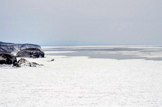 流氷に覆われたオホーツク