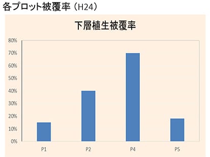 プロット(混交割合)別下層植生被覆率