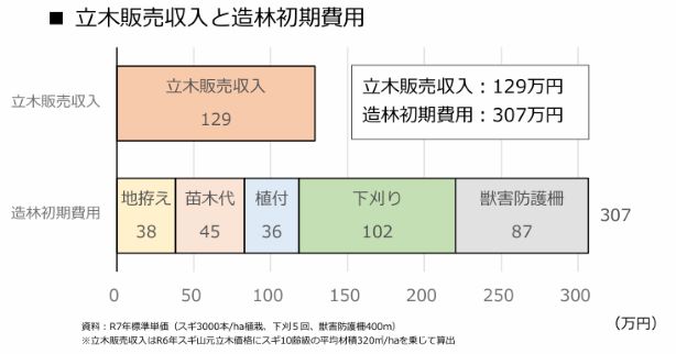 立木販売と造林初期費用