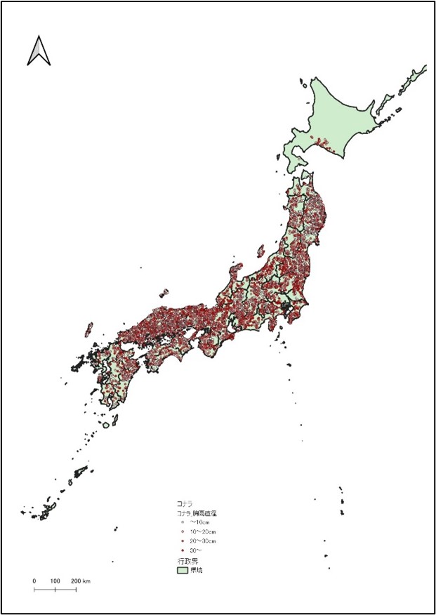 代表例_資源分布図（平均胸高直径_コナラ）