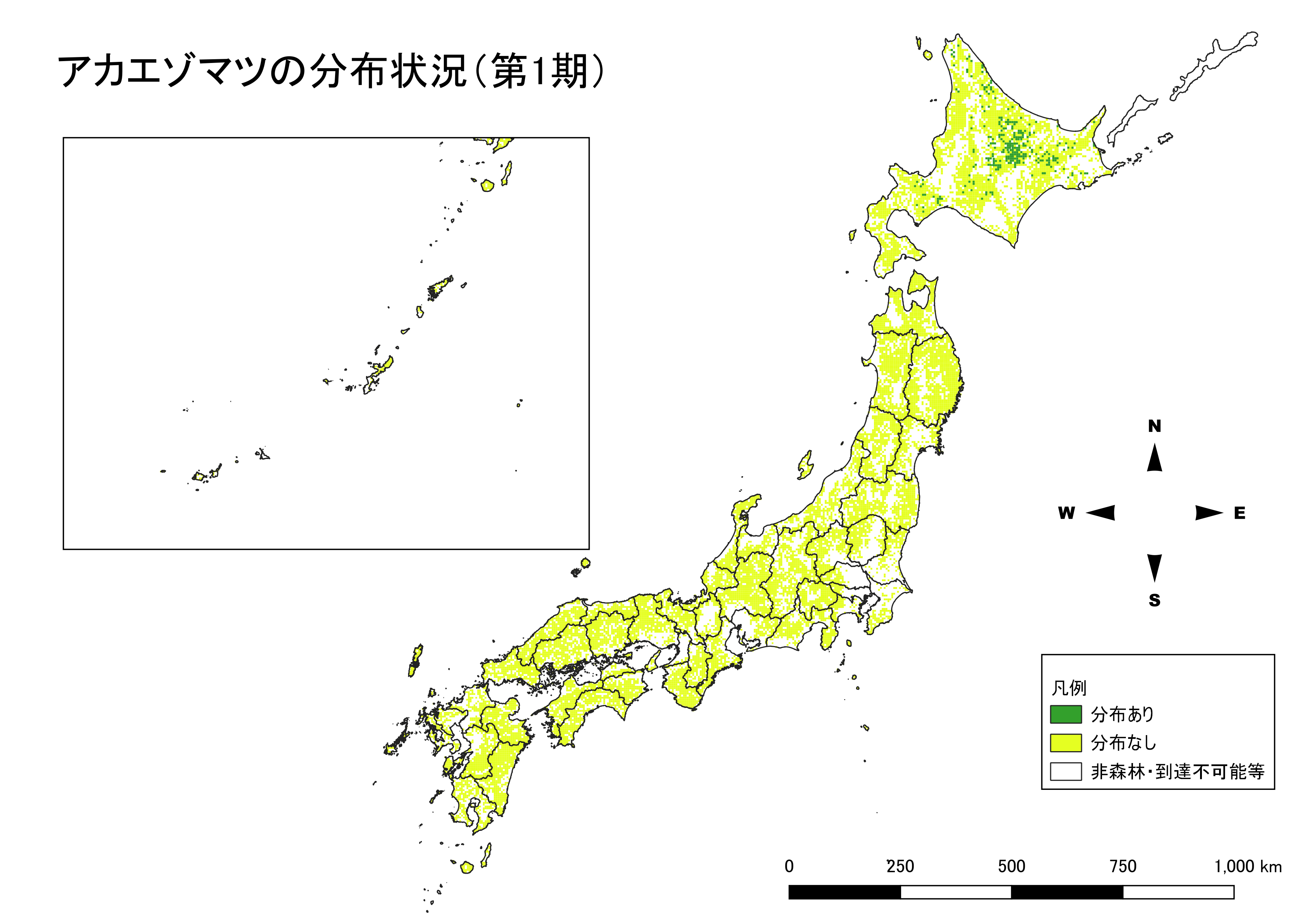 アカエゾマツの分布図（第1期）