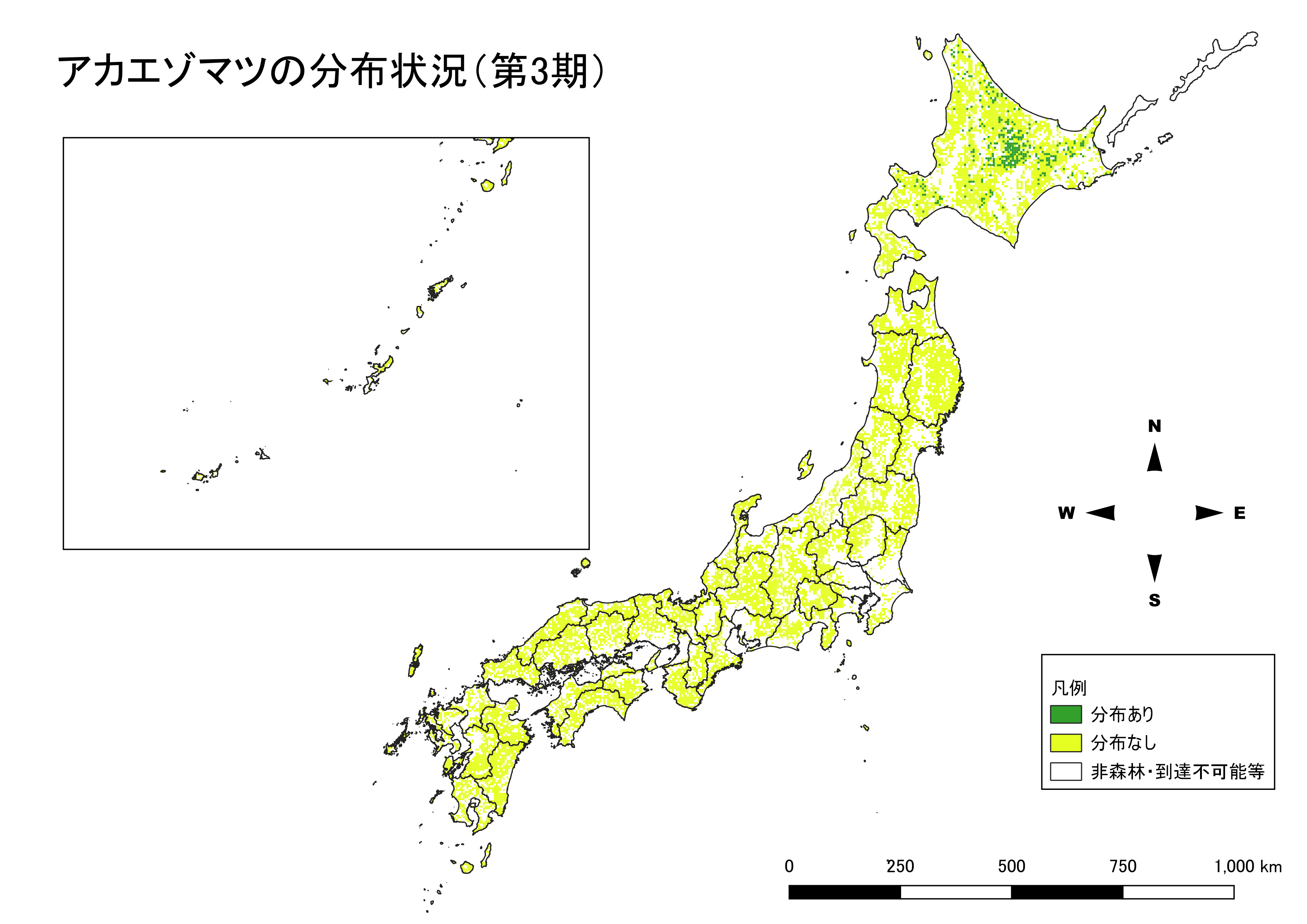 アカエゾマツの分布図（第3期）