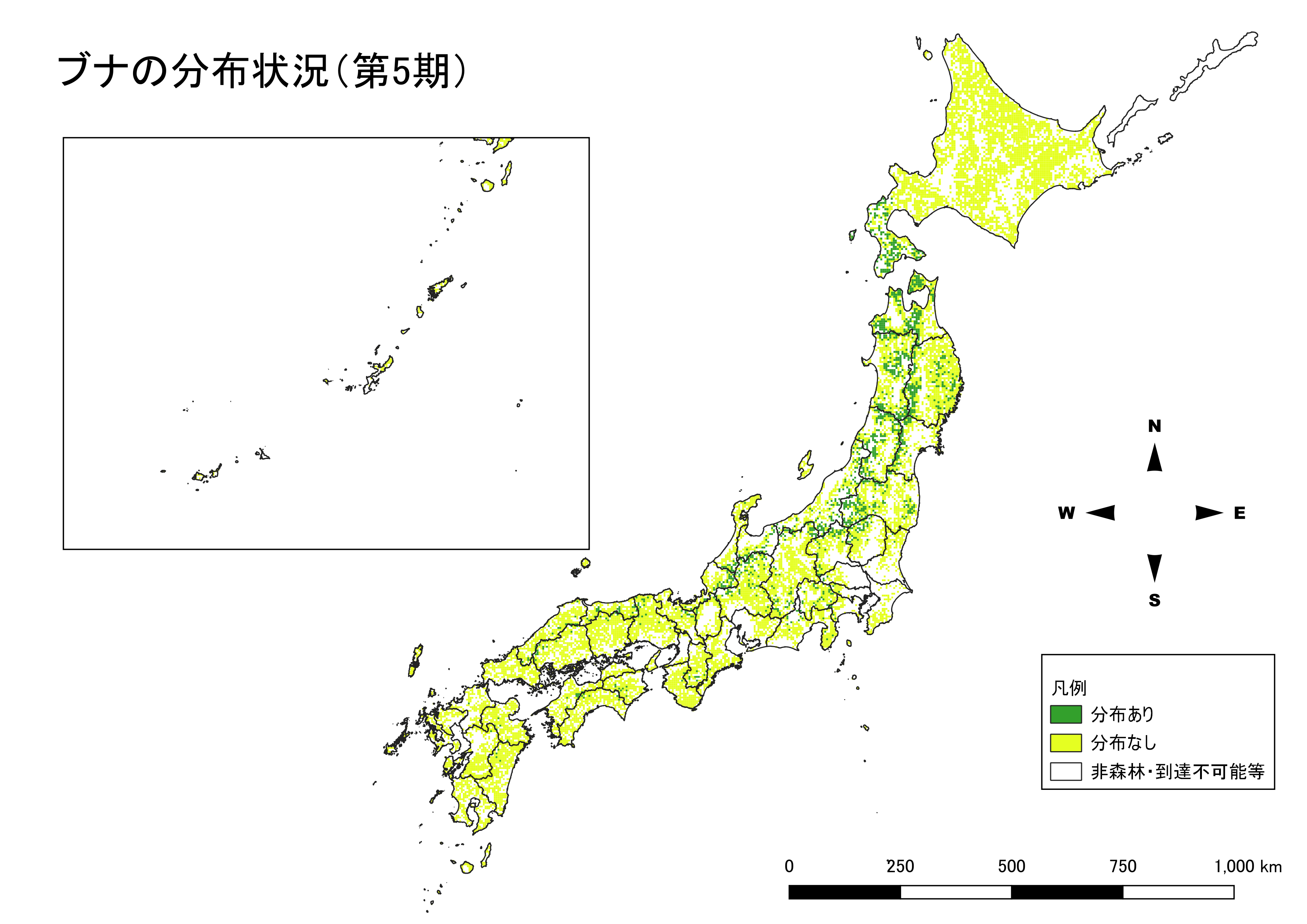 ブナの分布図（第5期）
