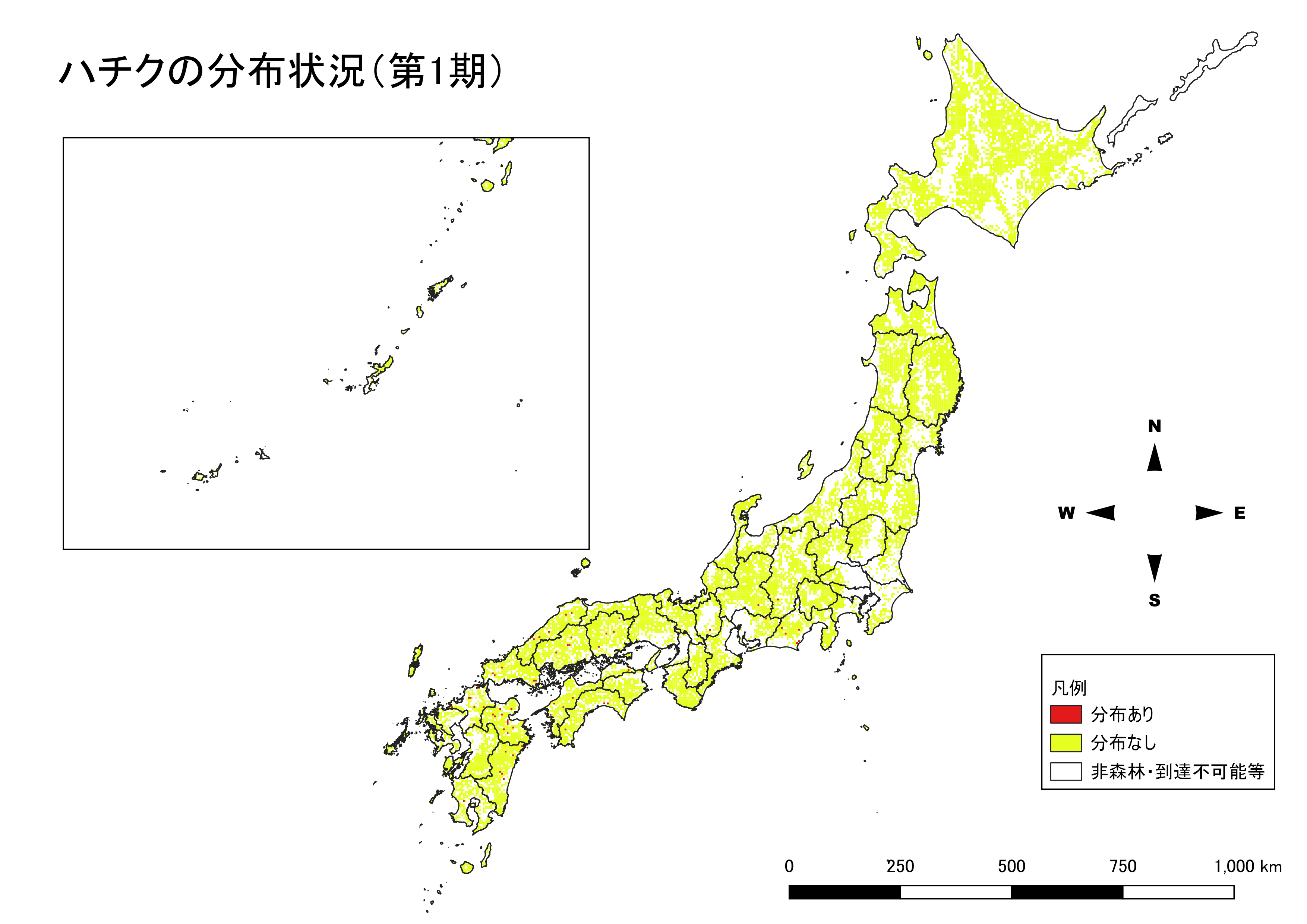 ハチクの分布図（第1期）