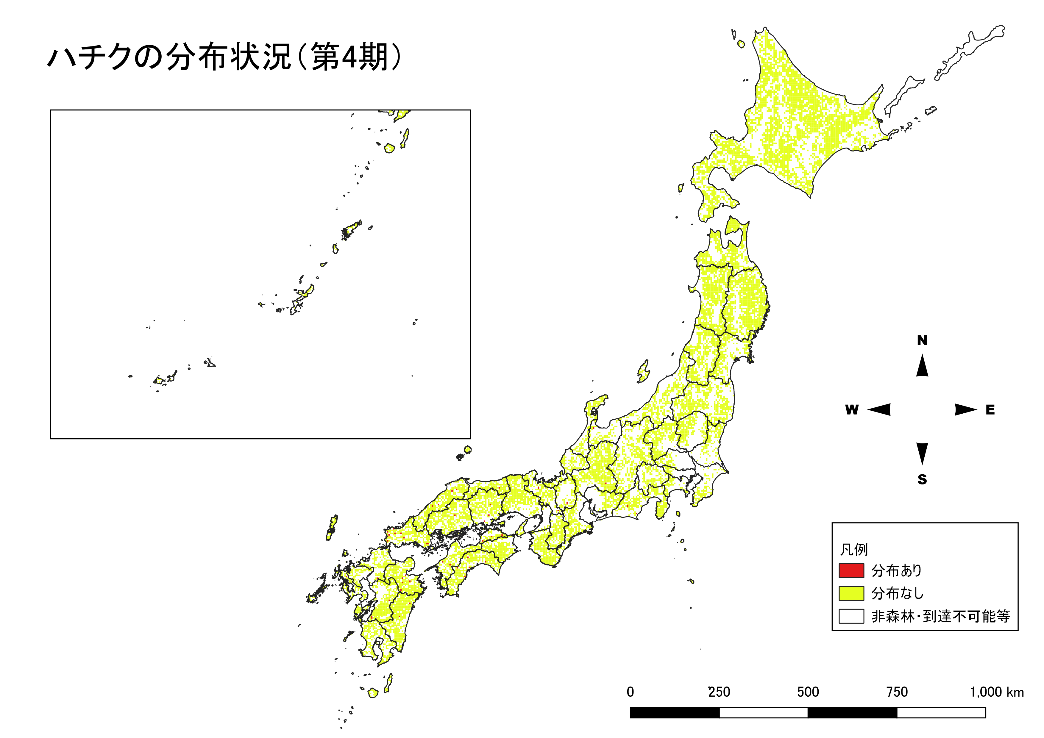 ハチクの分布図（第4期）