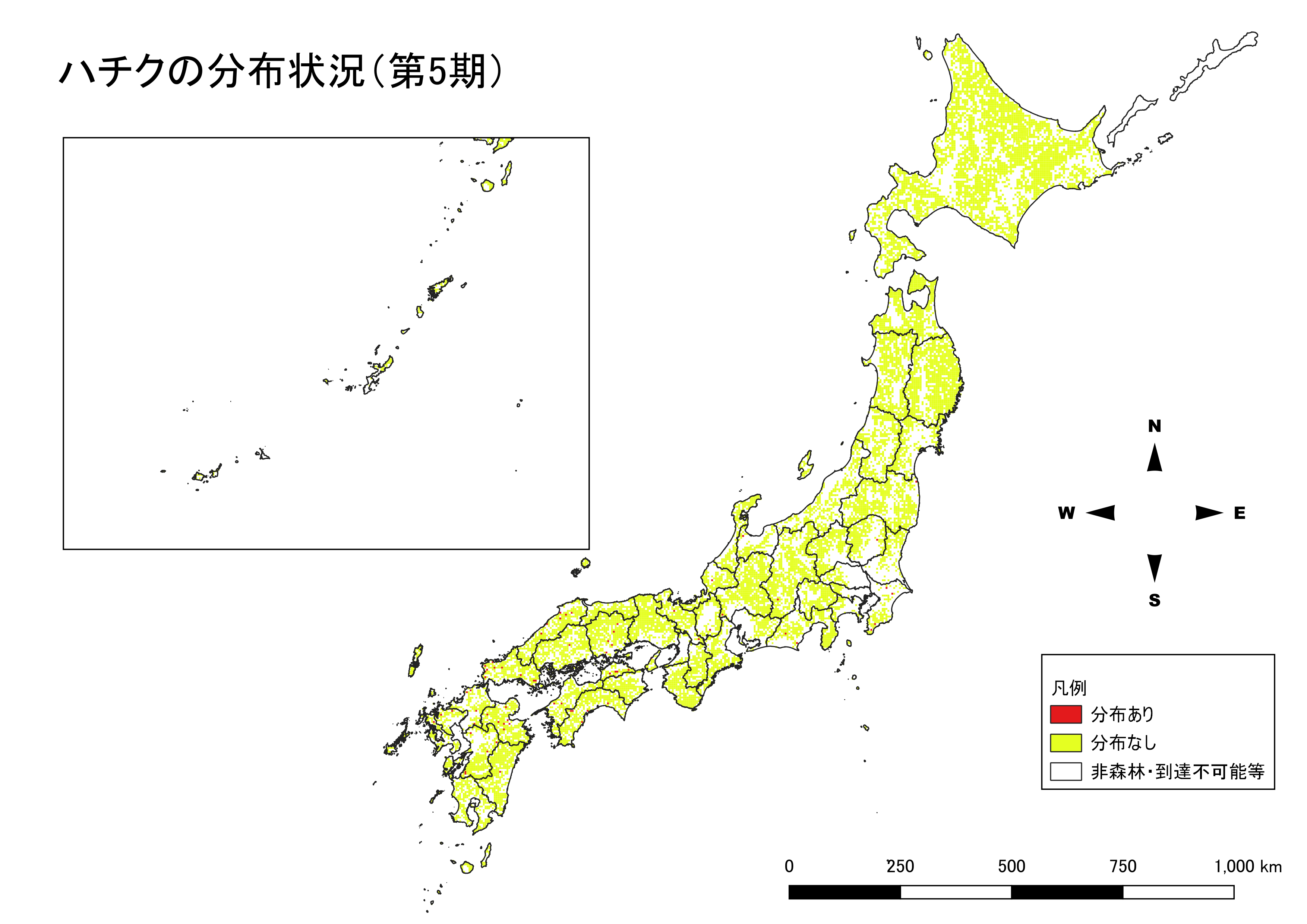 ハチクの分布図（第5期）