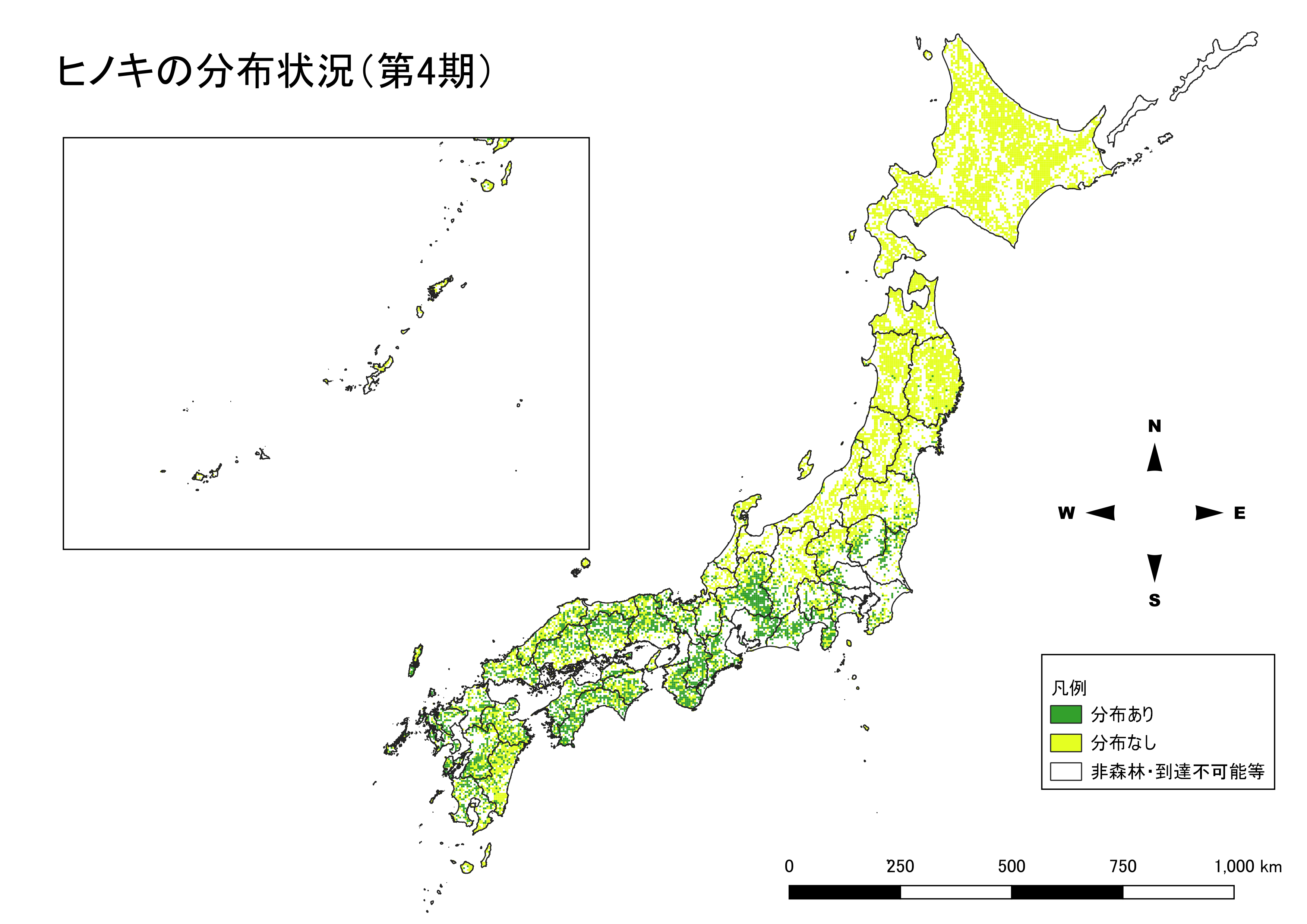 ヒノキの分布図（第4期）