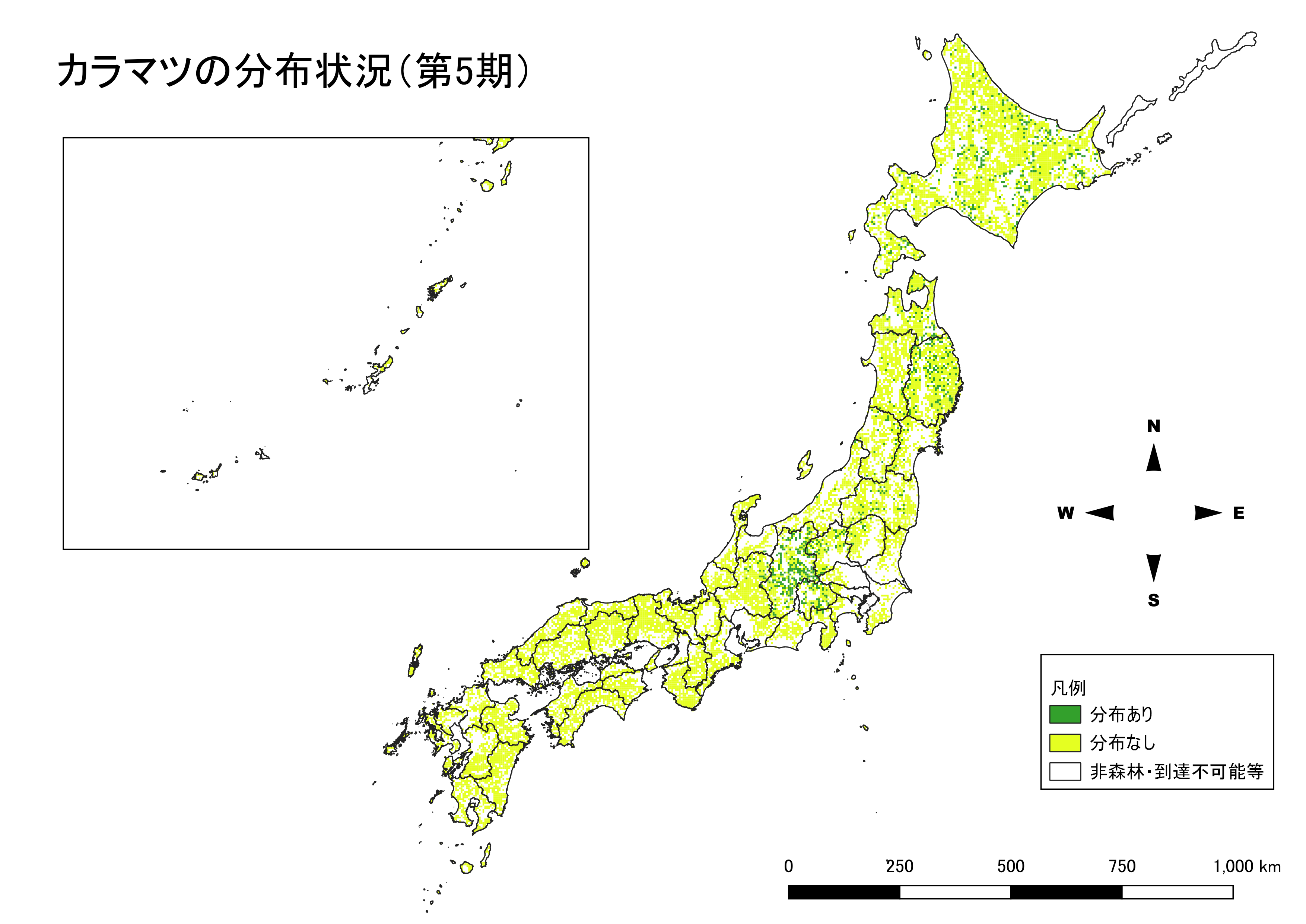 カラマツの分布図（第5期）