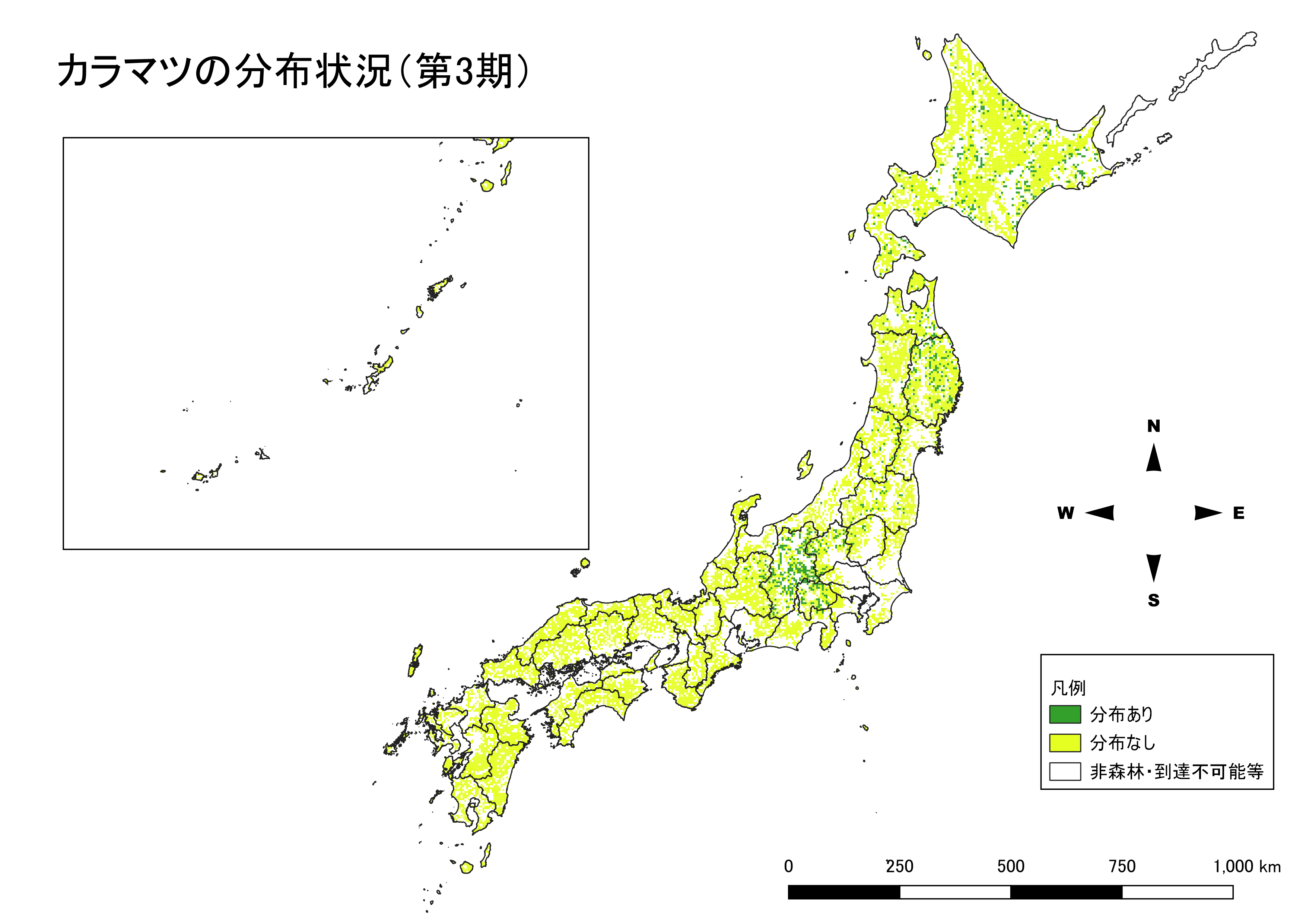 カラマツの分布図（第3期）