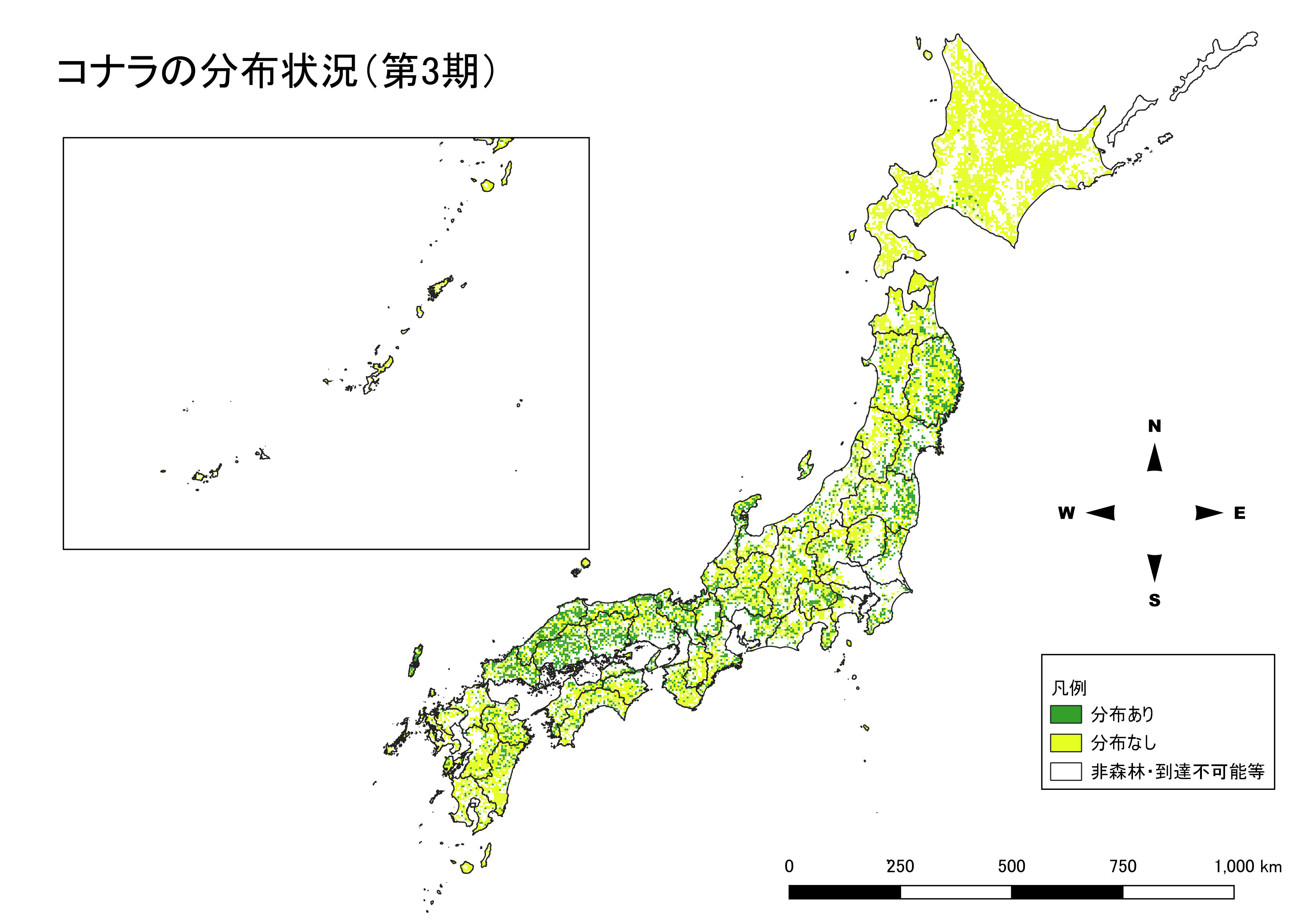コナラの分布図（第3期）