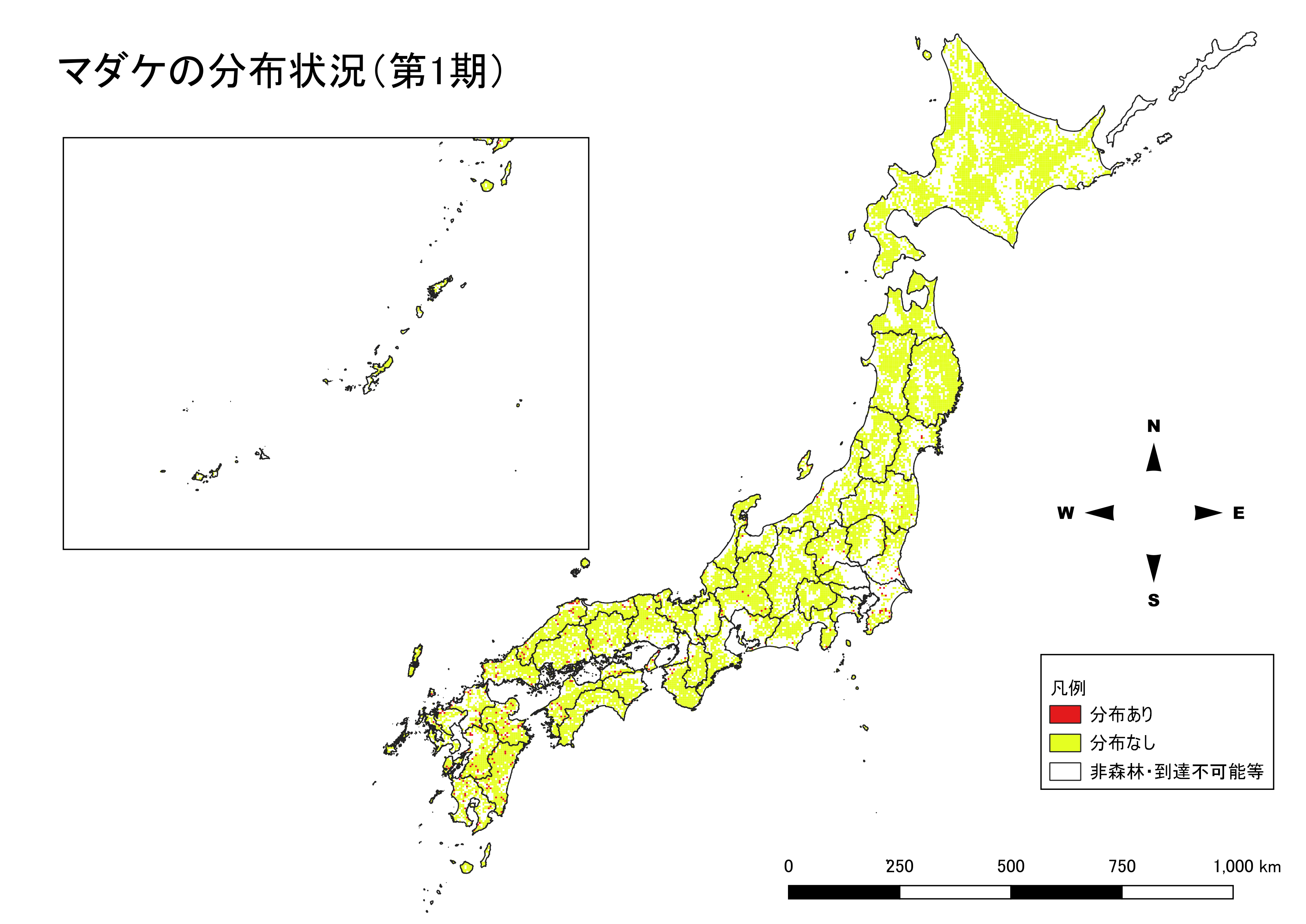 マダケの分布図（第1期）