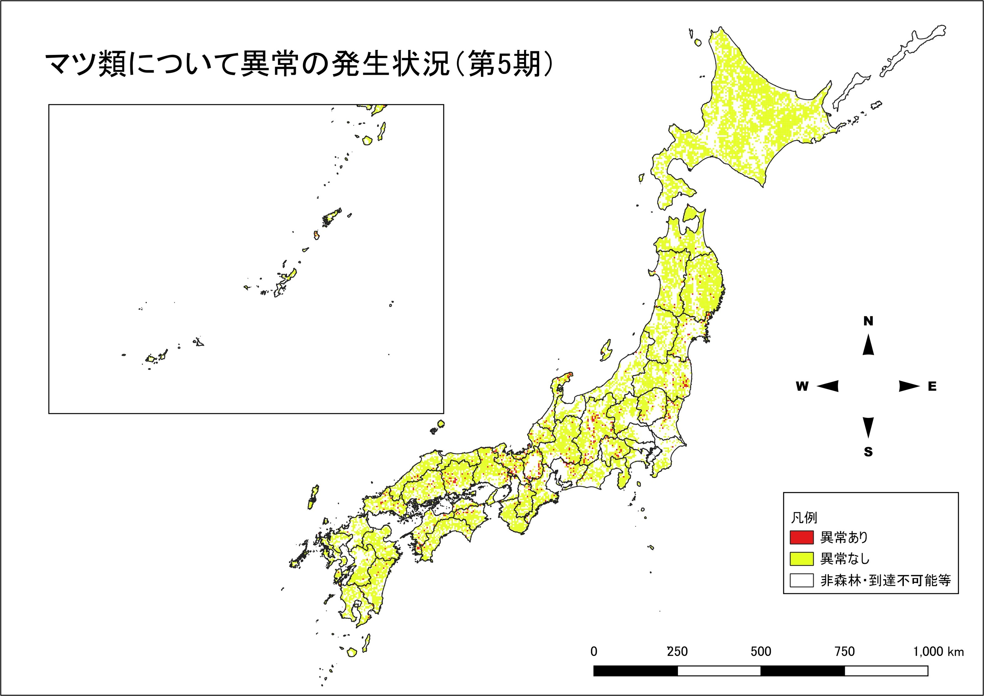 マツ類について異常の発生状況(第5期)の図