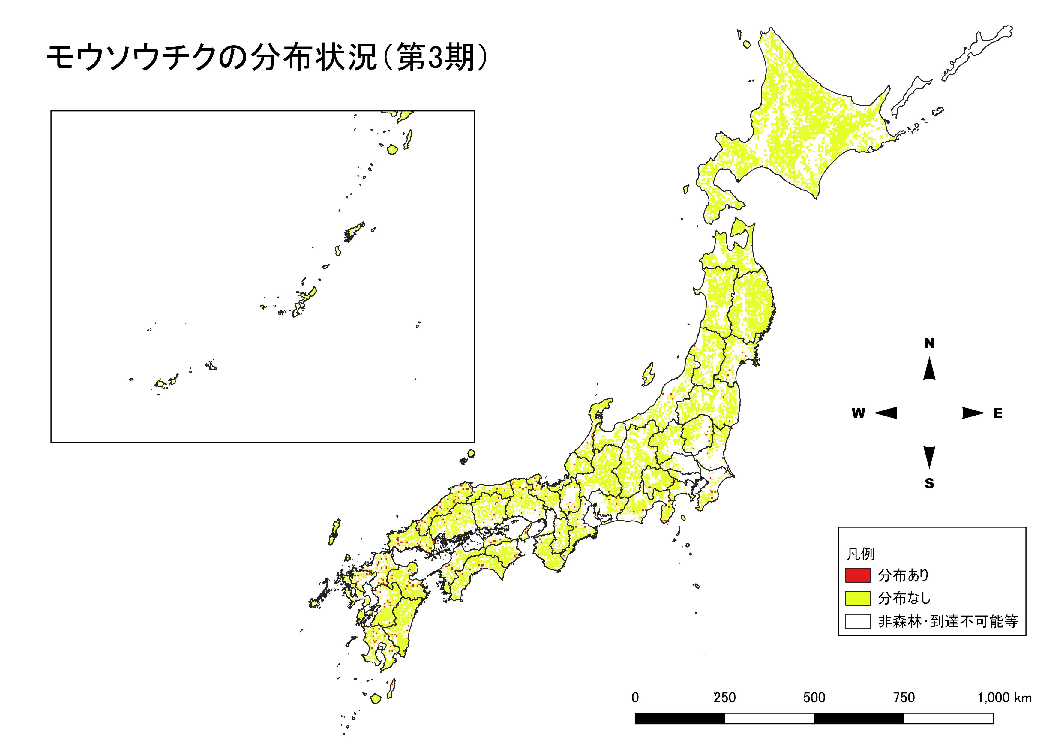 モウソウチクの分布図（第3期）