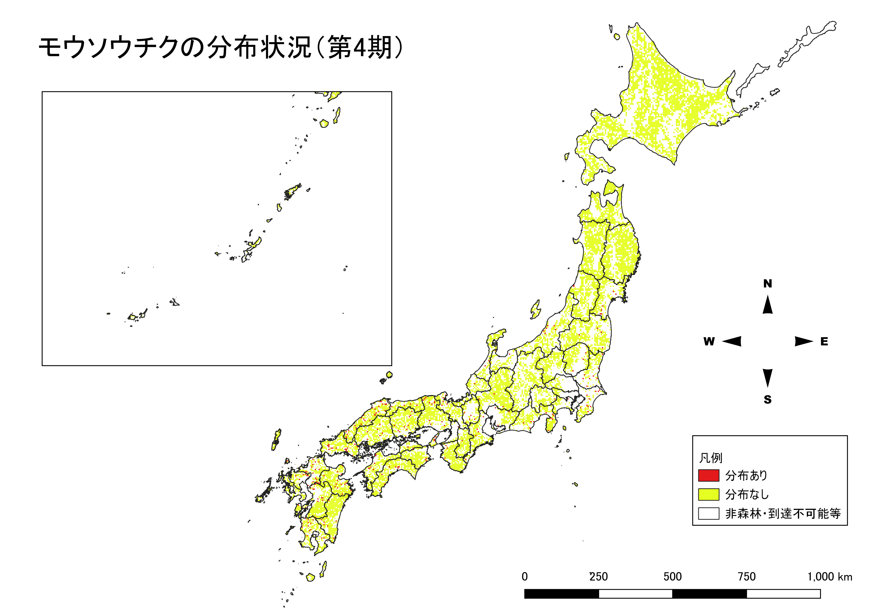 モウソウチクの分布図（第4期）