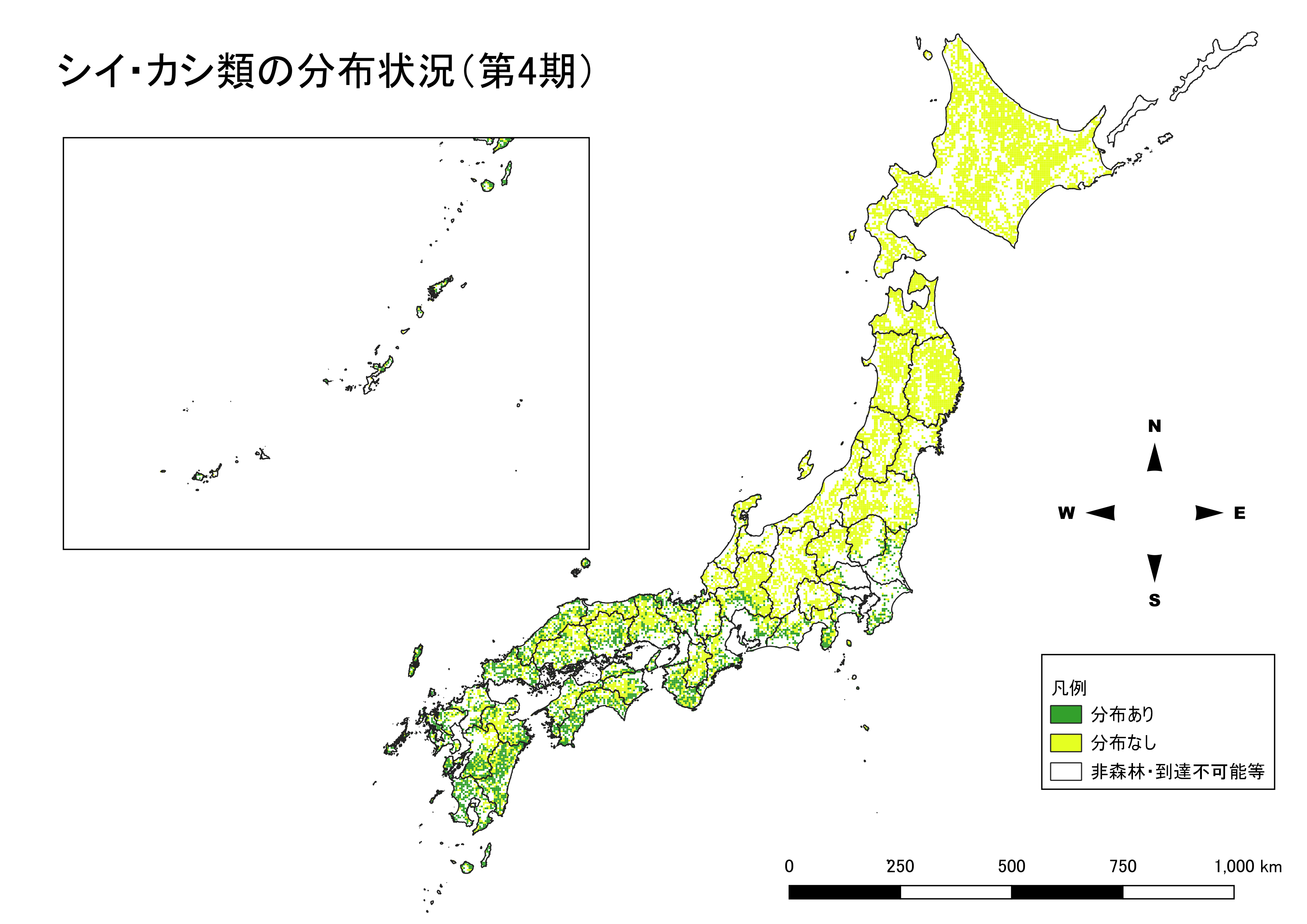 シイ・カシ類の分布図（第4期）
