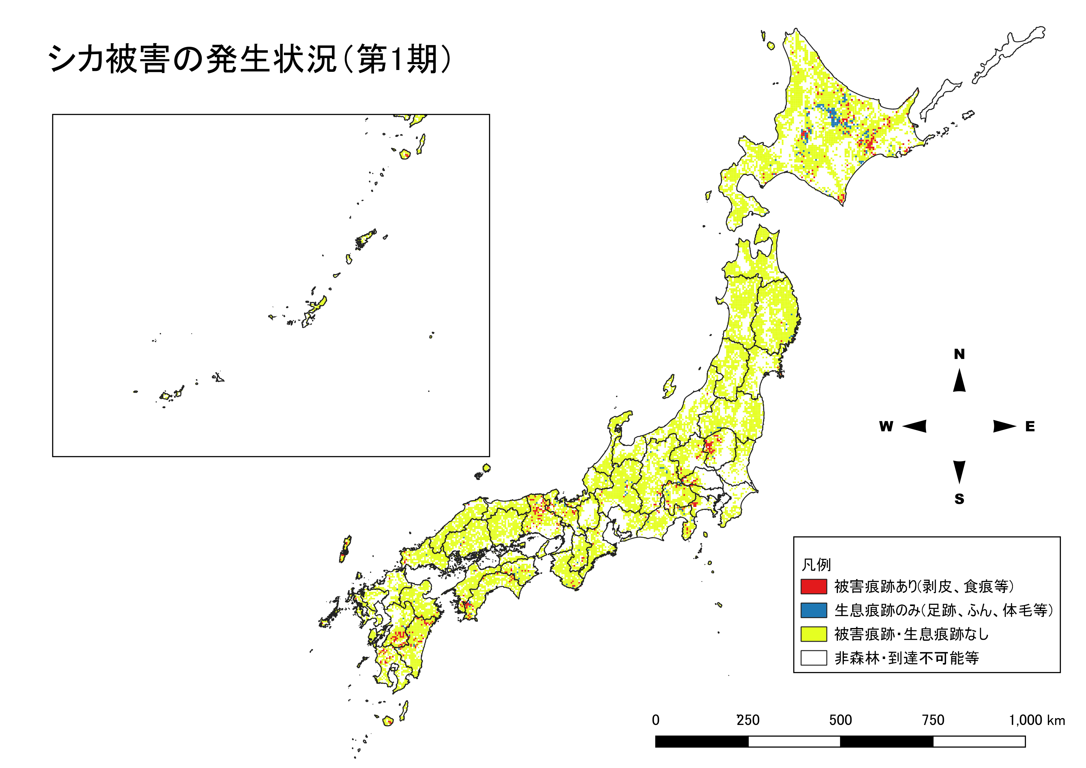 シカ情報の分布図（第1期）