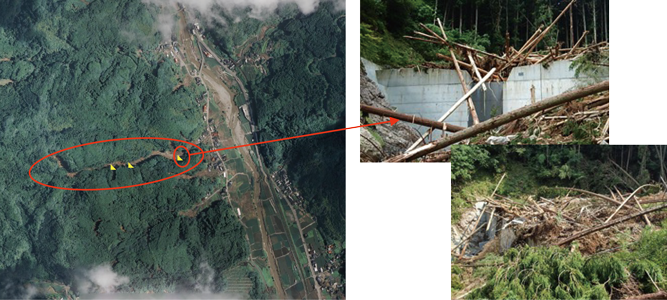 治山ダム（平成27（2015）年度施工）による流木の流出等の抑制効果