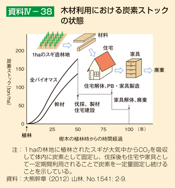 資料IV-38 木材利用における炭素ストックの状態