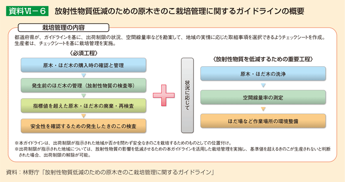 資料VI-6 放射性物質低減のための原木きのこ栽培管理に関するガイドラインの概要