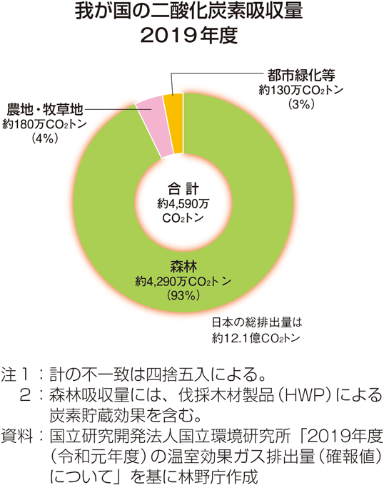 我が国の二酸化炭素吸収量 2019年度