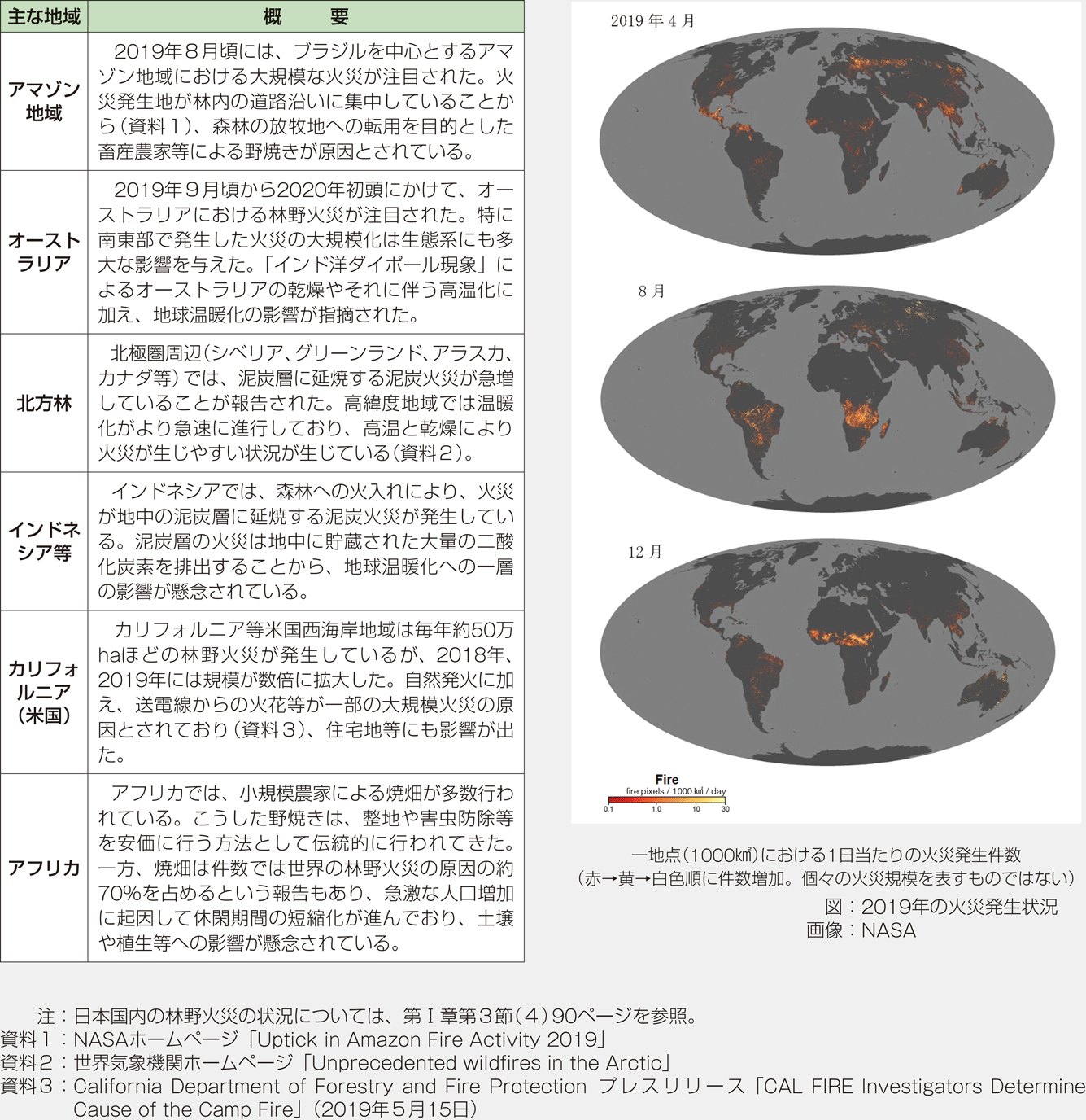 世界各地における大規模林野火災