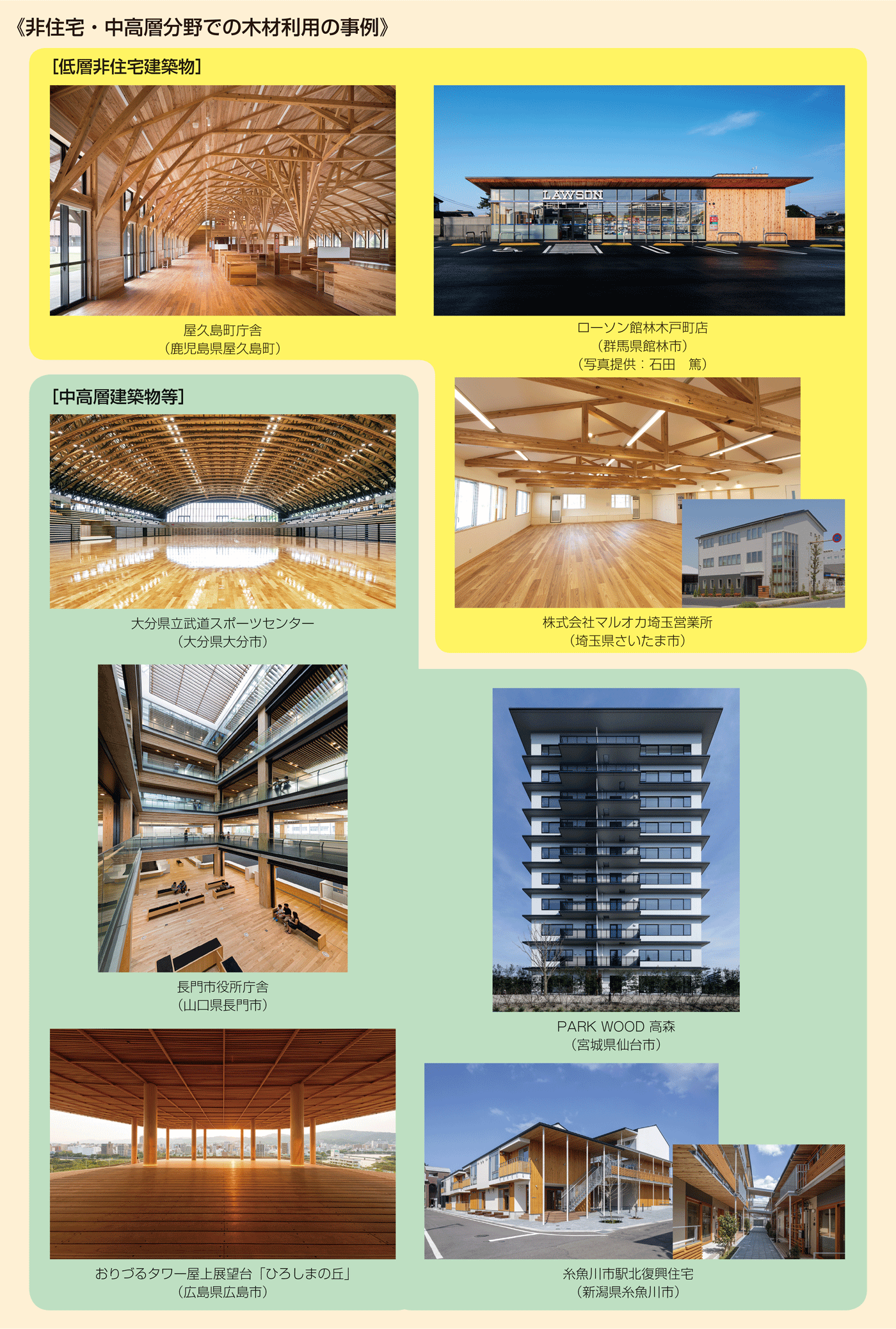 非住宅・中高層分野での木材利用の事例