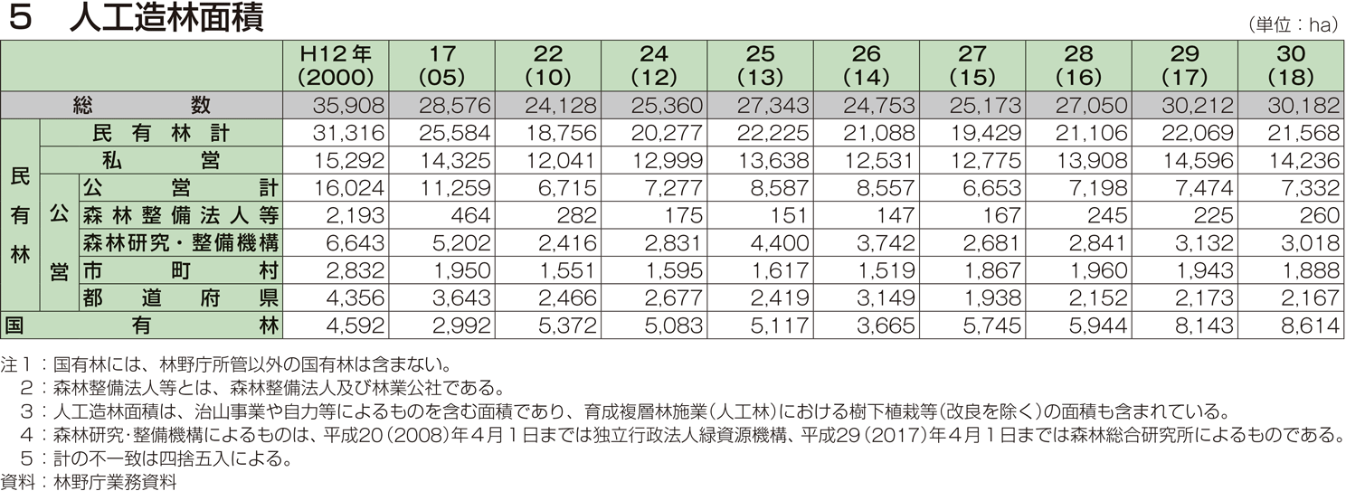 5 人工造林面積