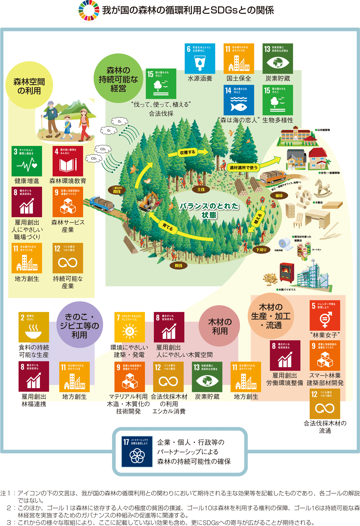 我が国の森林の循環利用とSDGsとの関係