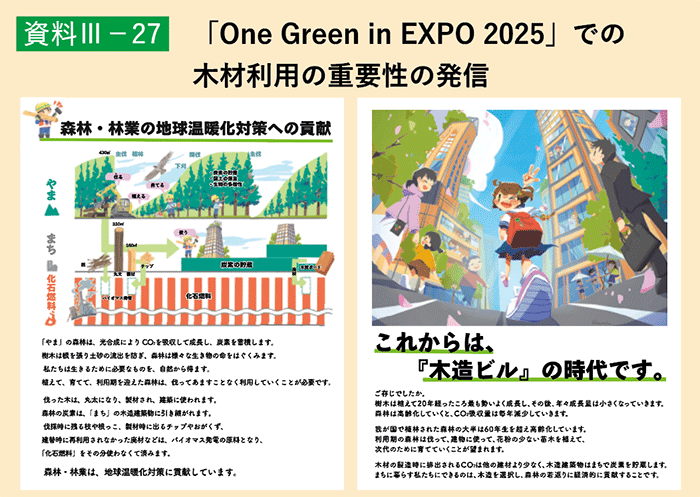 資料3-27 「One Green in EXPO 2025」での木材利用の重要性の発信