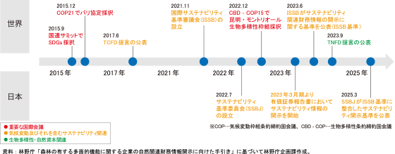 気候変動や自然関連の情報開示の枠組み整備の動向