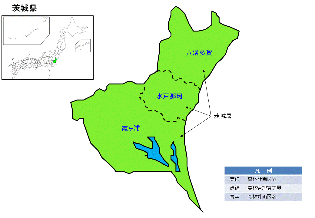 茨城県内の直轄森林環境保全整備事業の位置図