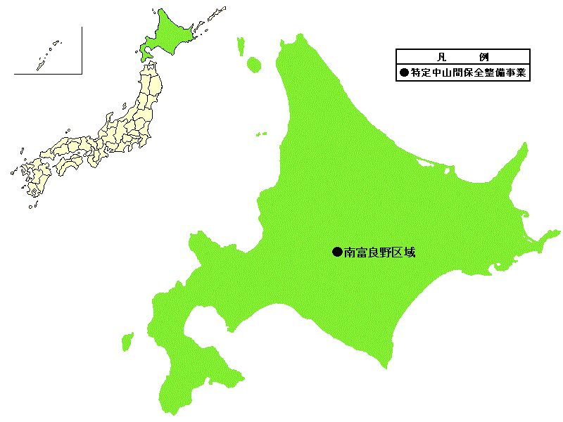 北海道内の特定中山間保全整備事業の位置図