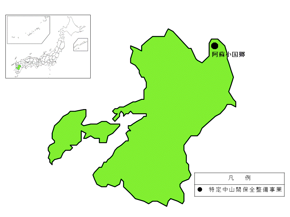 熊本県内の特定中山間保全整備事業の位置図