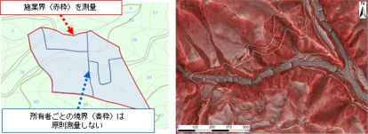 外縁確定型による森林の集積と集約化、微地形図